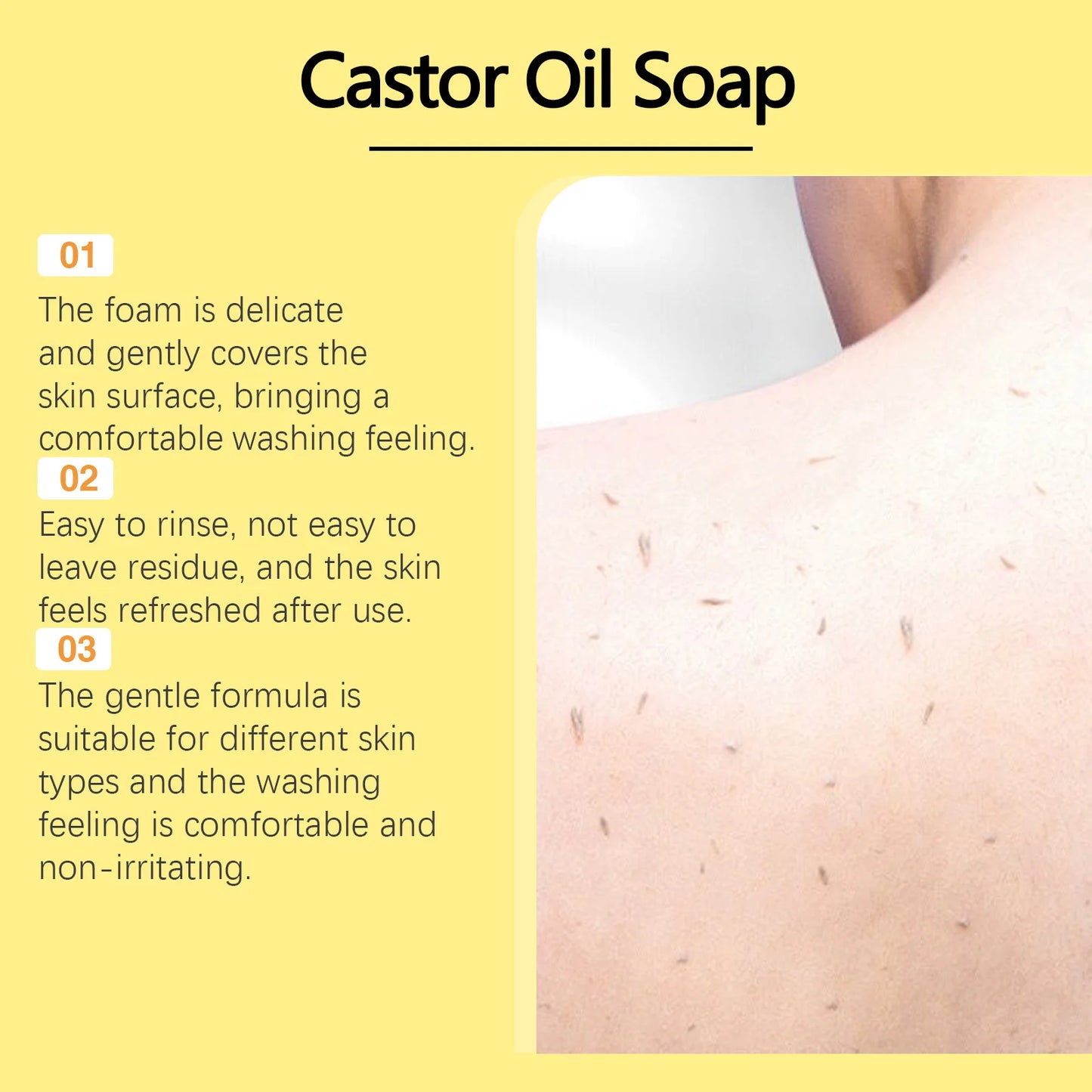 Castor Oil Soap Shampoo Bar Natural Hair Care Deep Moisturizer Scalp Treatmen Nourishing All Hair Types Travel Friendly Eco 120g