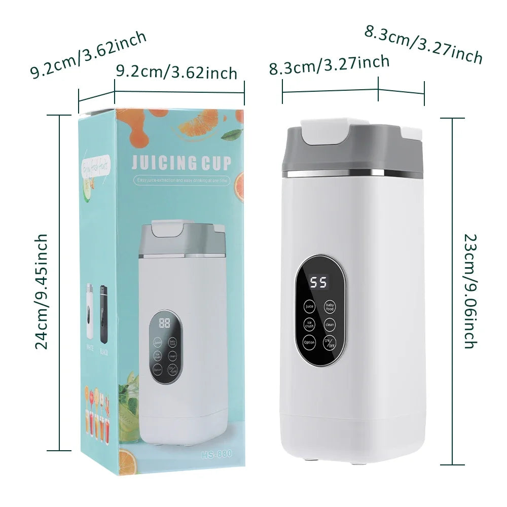 400ML Portable Electric Juicer 2 Cup Home Mini Multifunctional Wireless Blender USB Rechargeable Small Juice Cup Mixer Machine