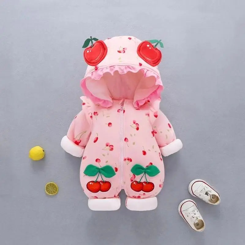Jumpsuit Baby Winter Thickened Jumpsuit Newborn Boy Girl Removable Hood  Cuddling Clothes Quilted Princess Romper  Clothes