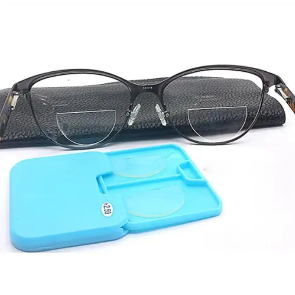 2pcs Stick-on Reading Glasses Lens Liquid Silicone Bifocal Presbyopic Lenses Magnification Bifocal Lenses +100 to +350