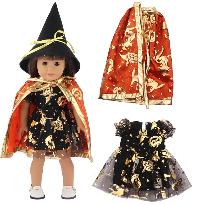 Halloween Doll Clothes Festival Pumpkin, Skeleton Costumes For 18 Inch American&43cm Baby New Born,OG,Life Girl Doll Accessories