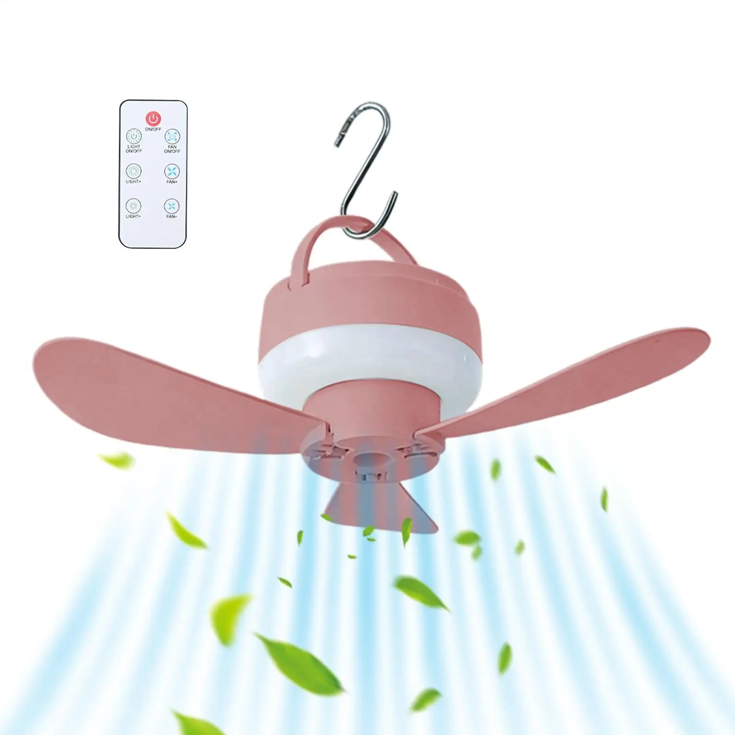 Ceiling Fan With LED Light and Remote Control USB Charging Household Outdoor Camping Tent Student Dormitory Bed Small Fan