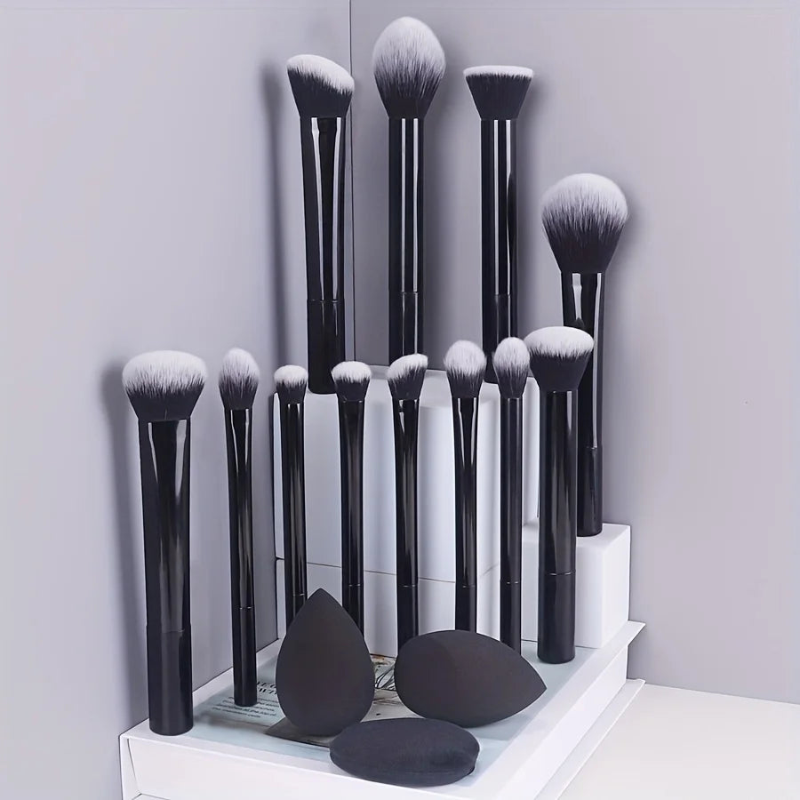 12pcs Multi-Functional Complete Makeup Brush Set: Loose Powder Brush, Blush Brush, Foundation Brush, Eyeshadow Brush, Blending B