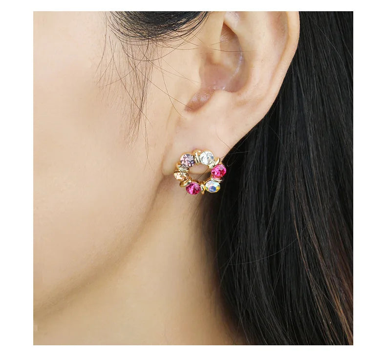 Multicolor Zircon Jewelry Set Elegant Necklace and Earrings for Women Minimalist Luxury Gifts Set with Sparkling Gemstones