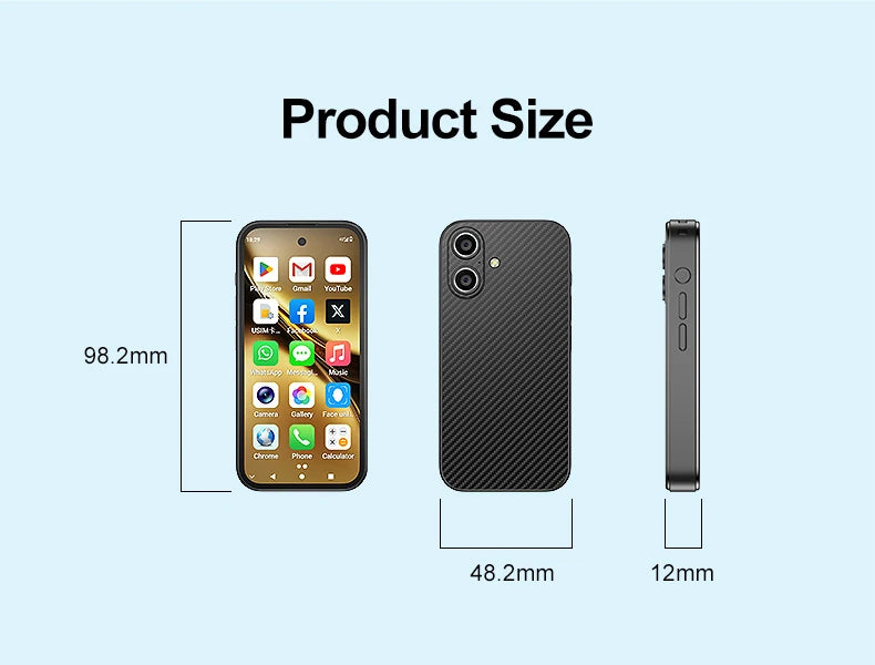 SOYES Q333 Mini Smartphone 4GB RAM 64GB ROM Android 12.0 MTK6762 8-core 2000mAh Face Unlock 4G LTE Dual SIM 3.58in Small Phone