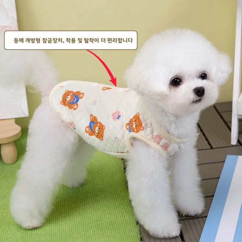 Cotton Pet Open Cardigan For Small Medium Dogs Cats Winter Warm Dog Clothes Teddy Bichon Cute Dogs Vest Pet Apparel