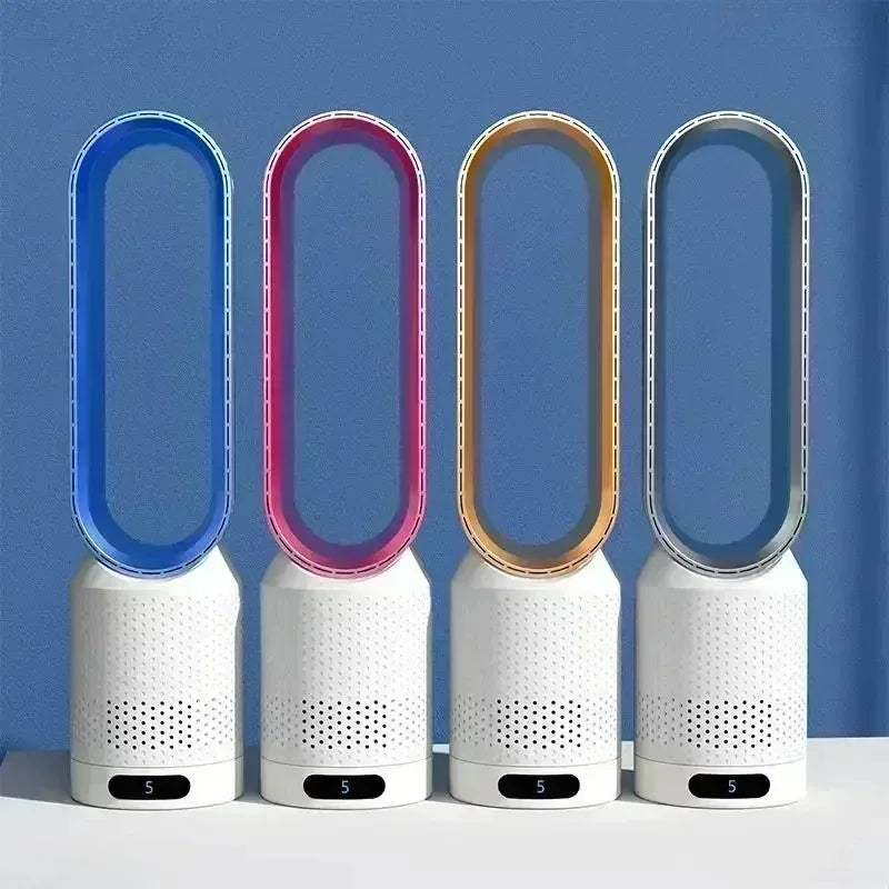 Smart Bladeless Fan 8 Gear Wind Speed Intelligent Timing 90° Shaking Head Remote Control Quiet Desktop Fan for Office Bedroom