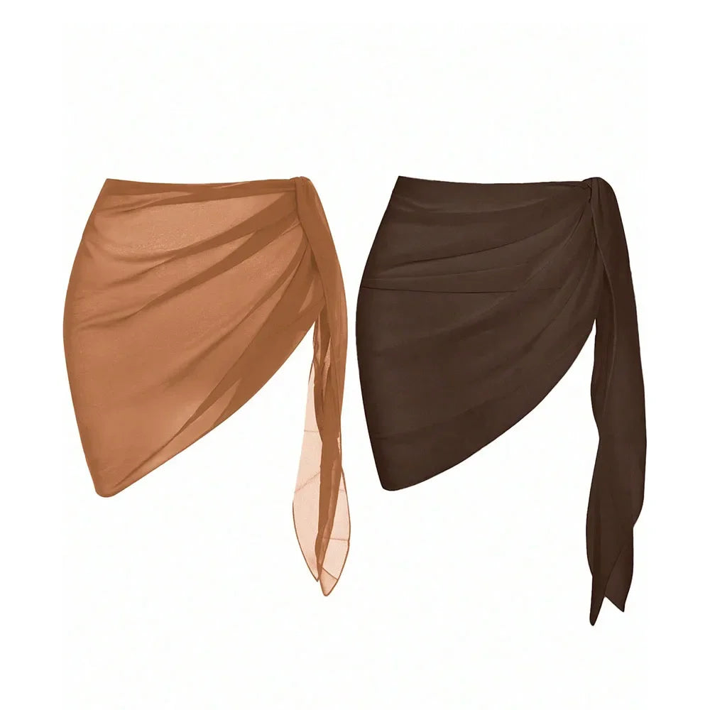 Summer Vacation Bikini Beach Skirt Women Beach Swimming Chiffon Skirt Lightweight Scarf Beach Swimsuit Hoodie Strap Design Sexy