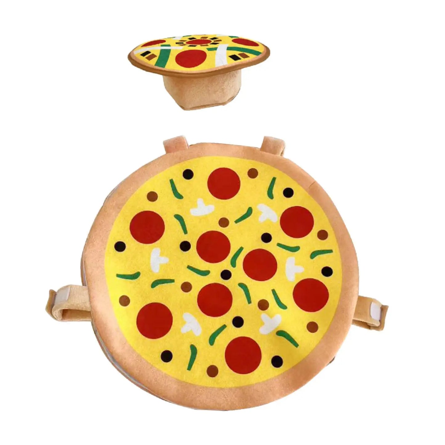 Halloween Pizza Costume with Hat Cartoon Funny Dress up Outfit for Holiday Photo Props Carnival Party Supplies Stage Performance
