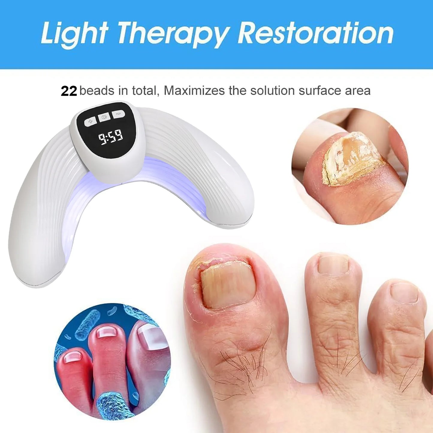 Led Nail Art Lamp Auto On Effectively Remove Nail Fungal Light Fingernail Fungus Treat with Display Curing Lamp