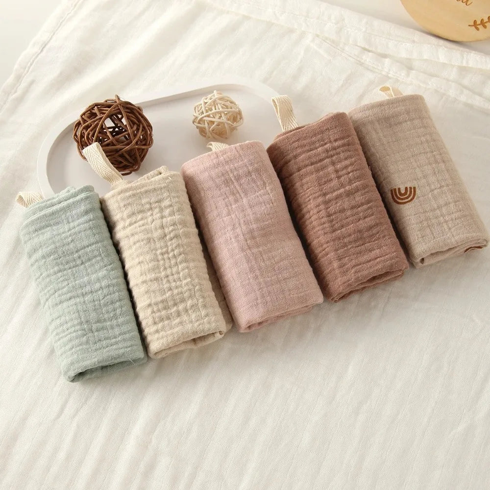 3/5Pcs 6-Layer Pure Cotton Baby Cotton Washcloth Soft Gauze Cotton Newborn Burp Cloth Absorbent Baby Towels Square Towels