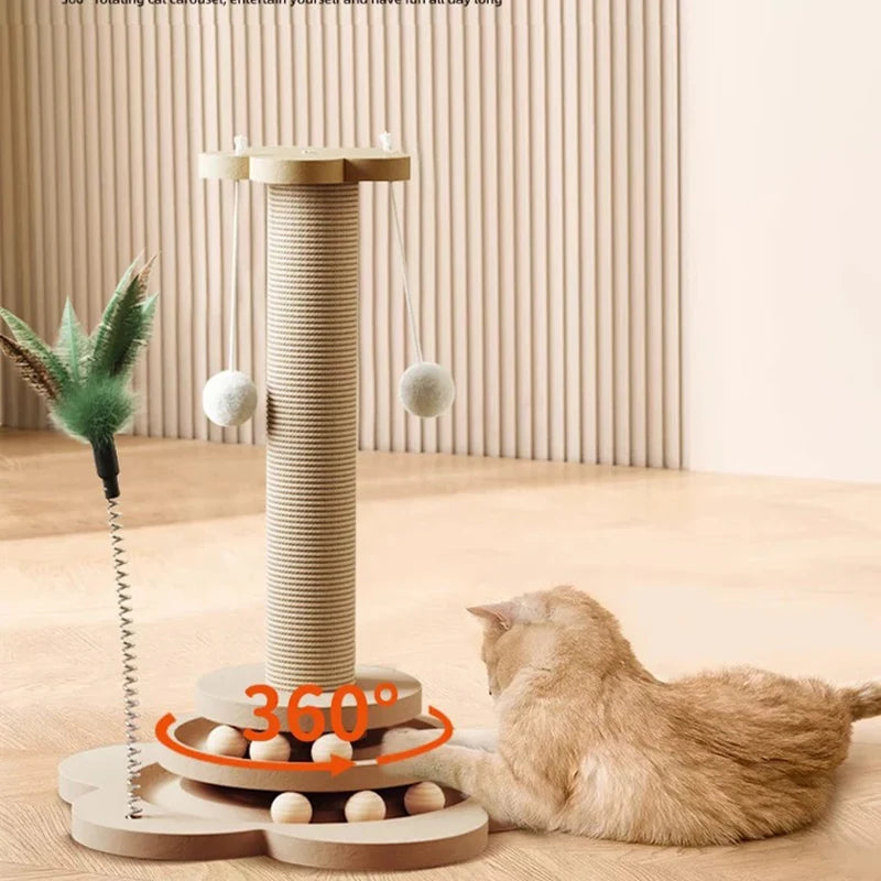 Cat Scratch Pole Sisal Cats Scratcher Turntable Cat tree Toy Grab Column Pet Supplies Climbing Frame Cats Scratch Boards