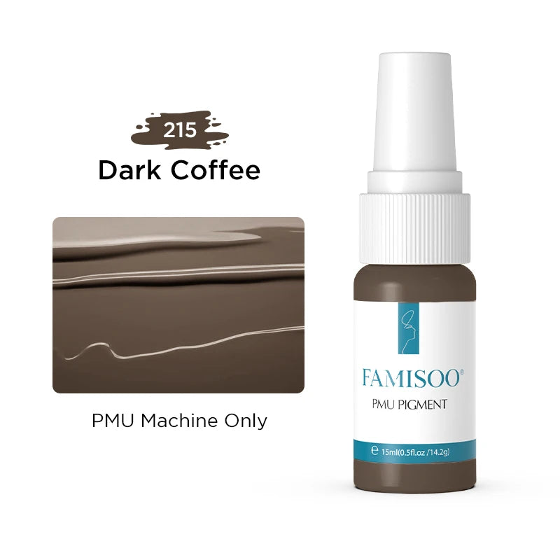FAMISOO 15ml Permanent Makeup Pigment Microblading Paint Ink Body Art Eyebrows Eyeliner Tattoo Inks Makeup Supplies 0.5OZ