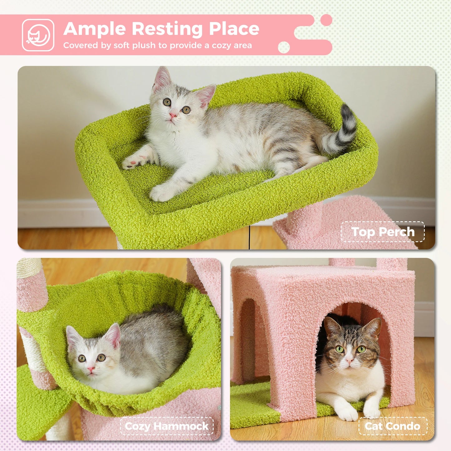 Small Cat Tree Cat Tower with Natural Sisal Scratching Post,Spacious Top Perch,Privite Cat Condo Perfect for Indoor Cats,Cat Toy
