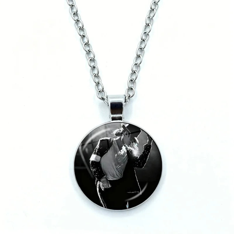 Thriller Dangerous M-Michael J-Jackson Necklace for Women Jewelry Cabochon Glass Pendant Fashion Statement Necklace