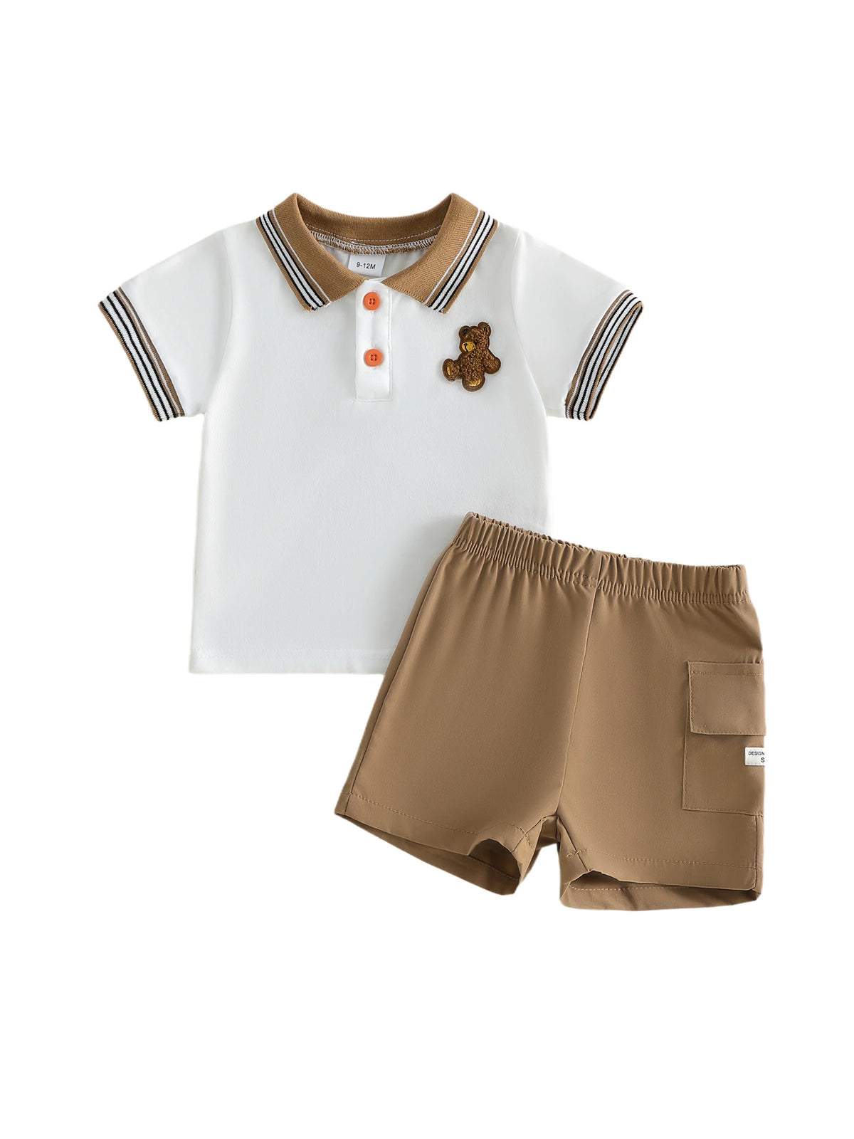 Toddler 2Pcs Baby Boy Summer Outfits Short Sleeve Bear Embroidery T-Shirt + Shorts Set  Clothes
