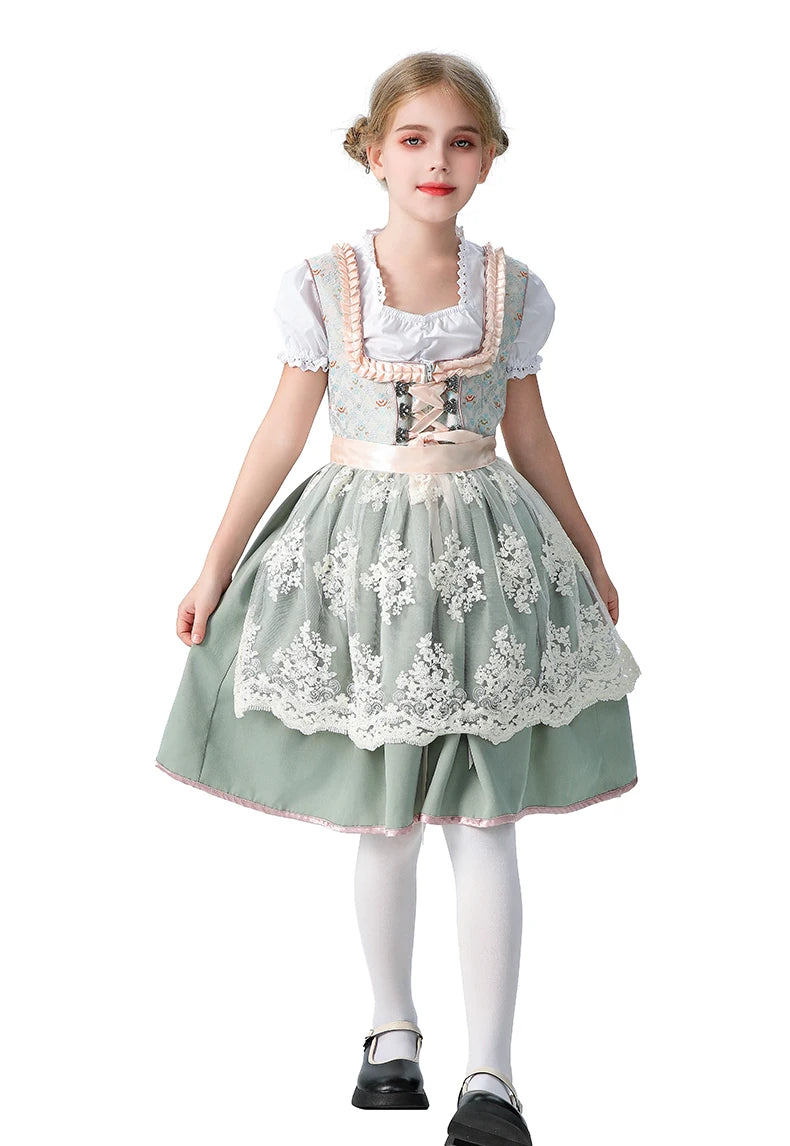 Girls Halloween Costume Bavaria Children's Clothing German Oktoberfest Munich Farm Pastoral Dress Flower Girl Outfit