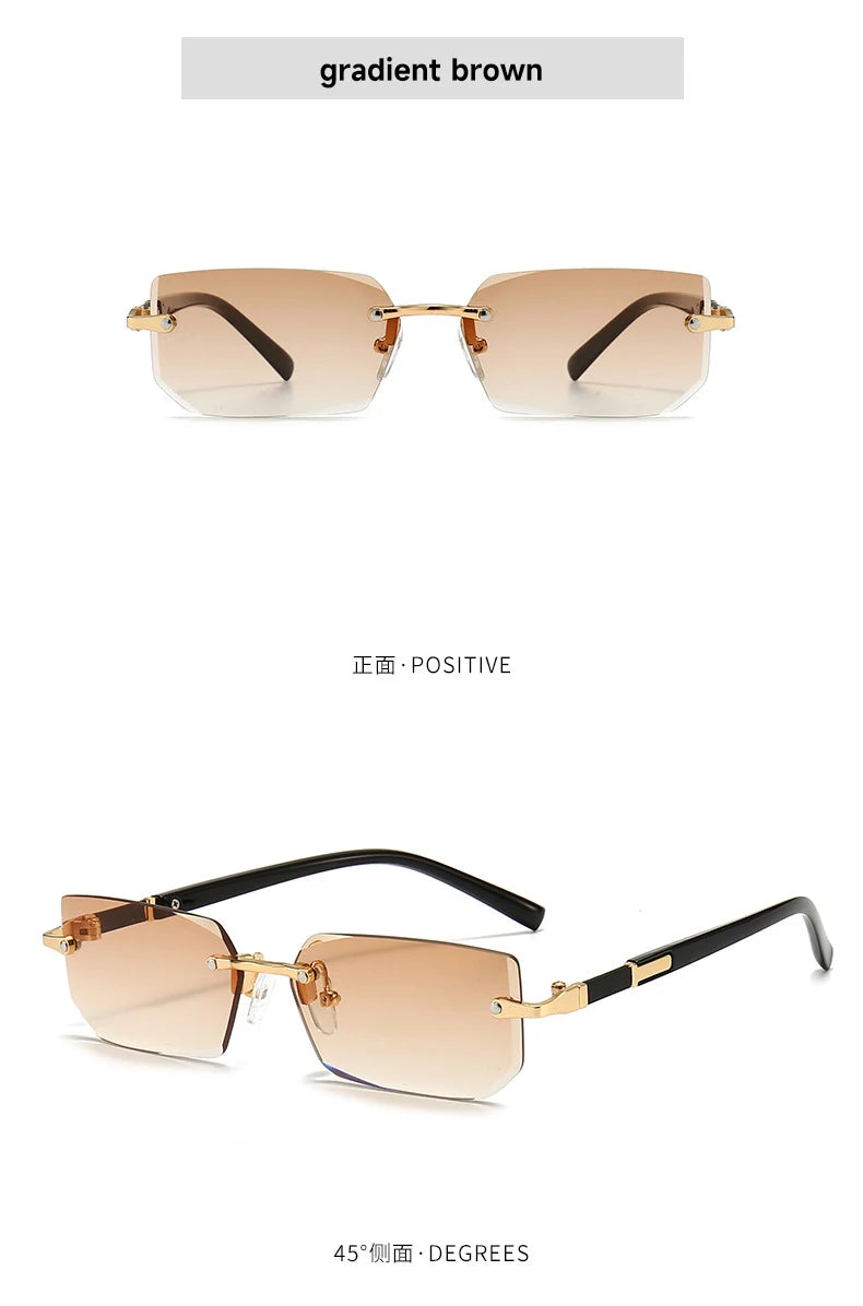 1PCS/2PCS/3PCS Rimless Sunglasses Rectangle Fashion Popular Women Men Shades Small Sun Glasses For Female Male Traveling Oculos