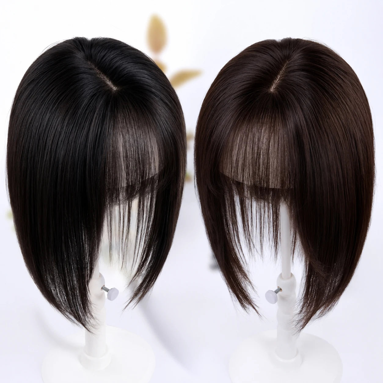 Brown Straight Hair Topper For Women Skin Silk Base Virgin Human Hair Piece Cover Breathable Silk Top Toupee with Clips in