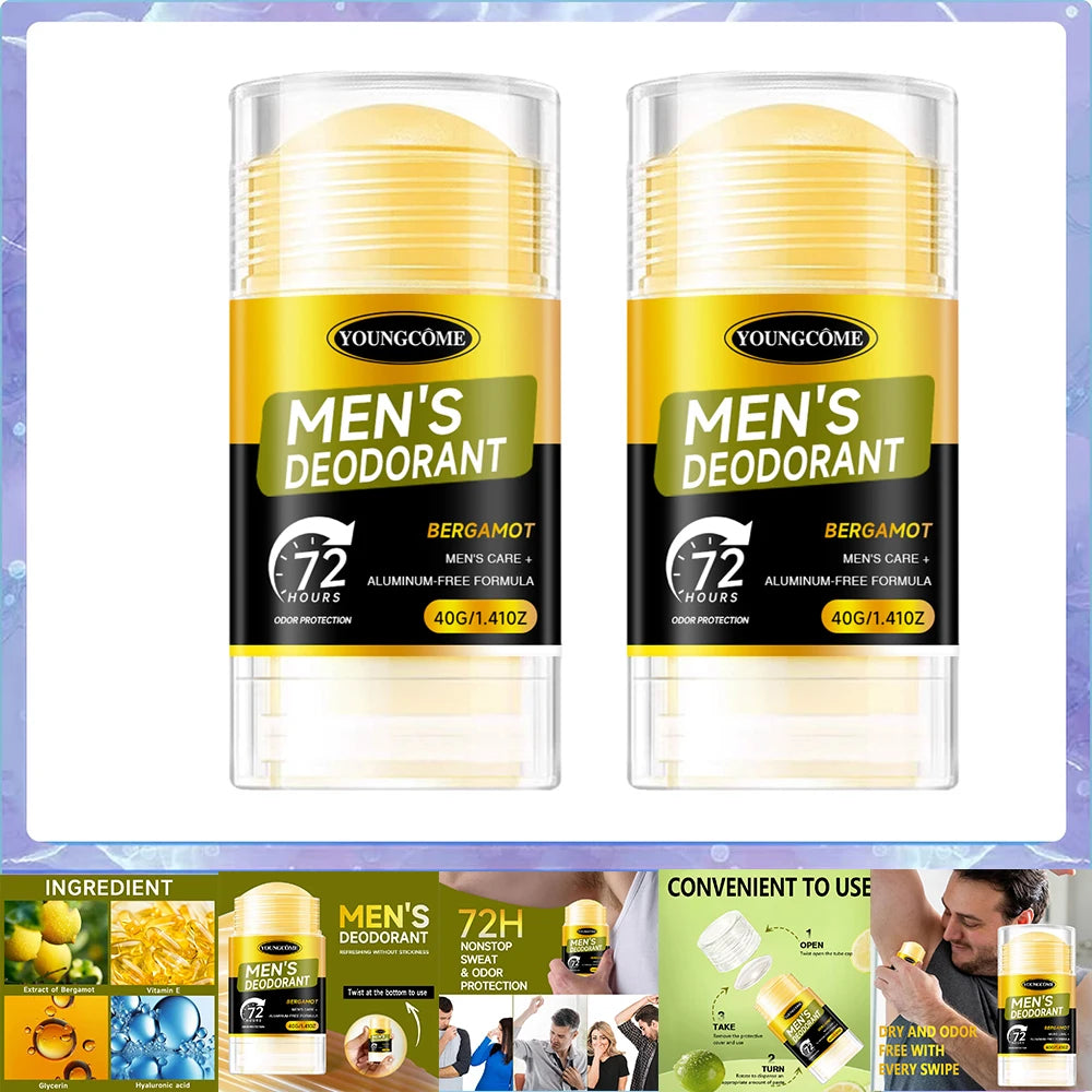 Men Sandalwood Deodorant Stick Anti Sweating Keep Drying Lasting Fragrance Remove Armpit Odor Underarm Refresh Sticks 1/2/4set