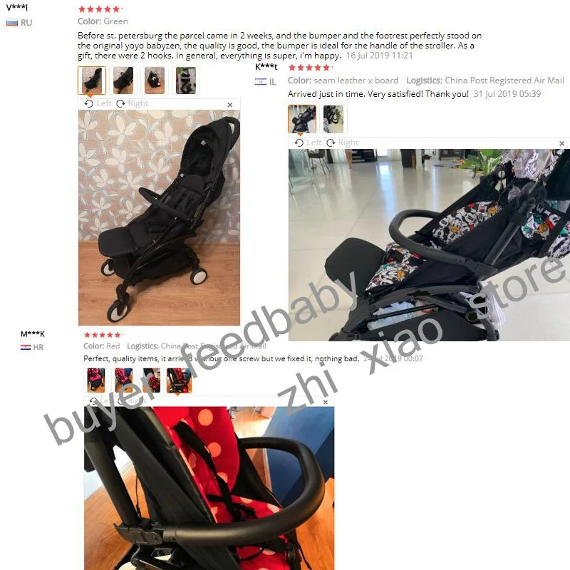 MomTan® Baby Stroller Accessories Armrest PU Leather Bumper Bar Handrail Extend Footboard Compatible with Babyzen YOYO 2  YOYO 3