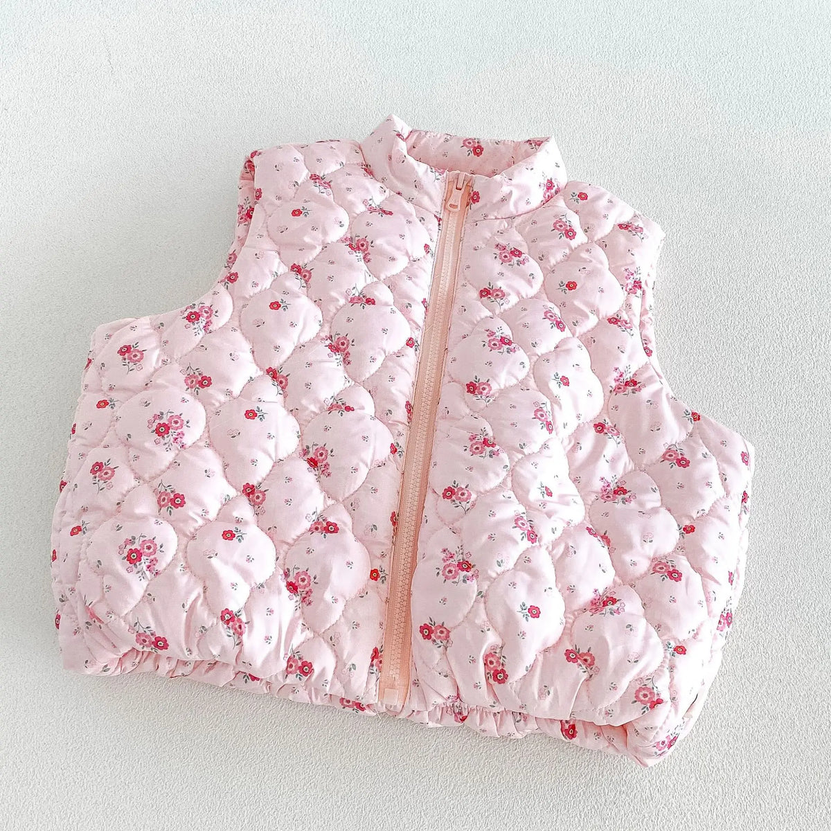 2026 New Winter Girls Quilted Floral Padded Vest | Thick Cotton Gilet | Cute Warm Outwear