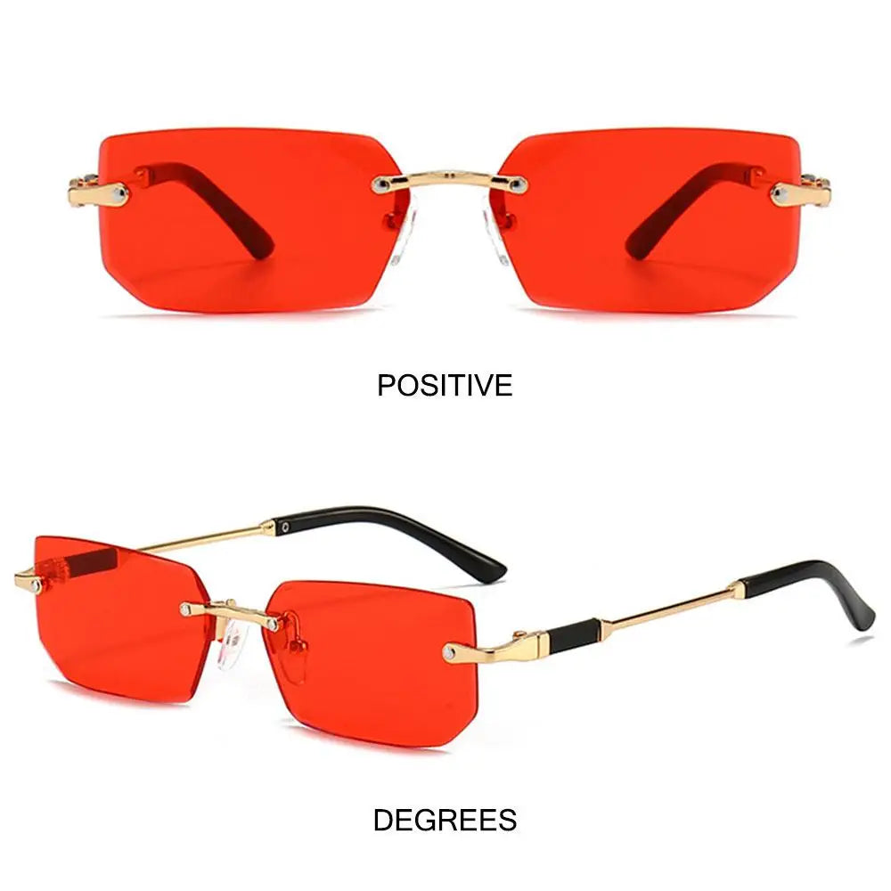 Rimless Sunglasses Rectangle Fashion Popular Women Men Shades Small Square Sun Glasses For Female male Summer Traveling Oculos