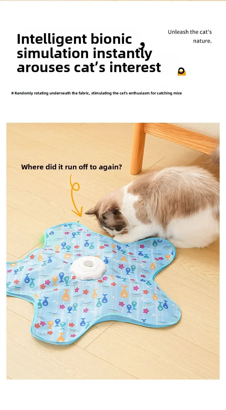 Cat and Dog Toy Interactive Hide and Seek Cat Toy with Mouse Squeak Motion Activated Mobile Hidden Feather Kitten Teasing Toy