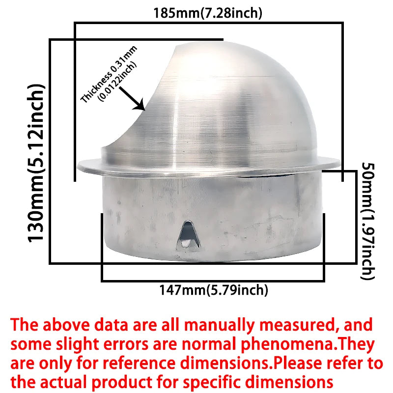 Round Wall Vent Cover, 304 Stainless Steel Vent, Hemispherical Grille Vent Cover, Wall Vent Cover, Stainless Steel Exhaust Vent, Round Vent Cover Suitable for Outdoor Ventilation Systems, Dryer Exterior Vent Cover, Stainless