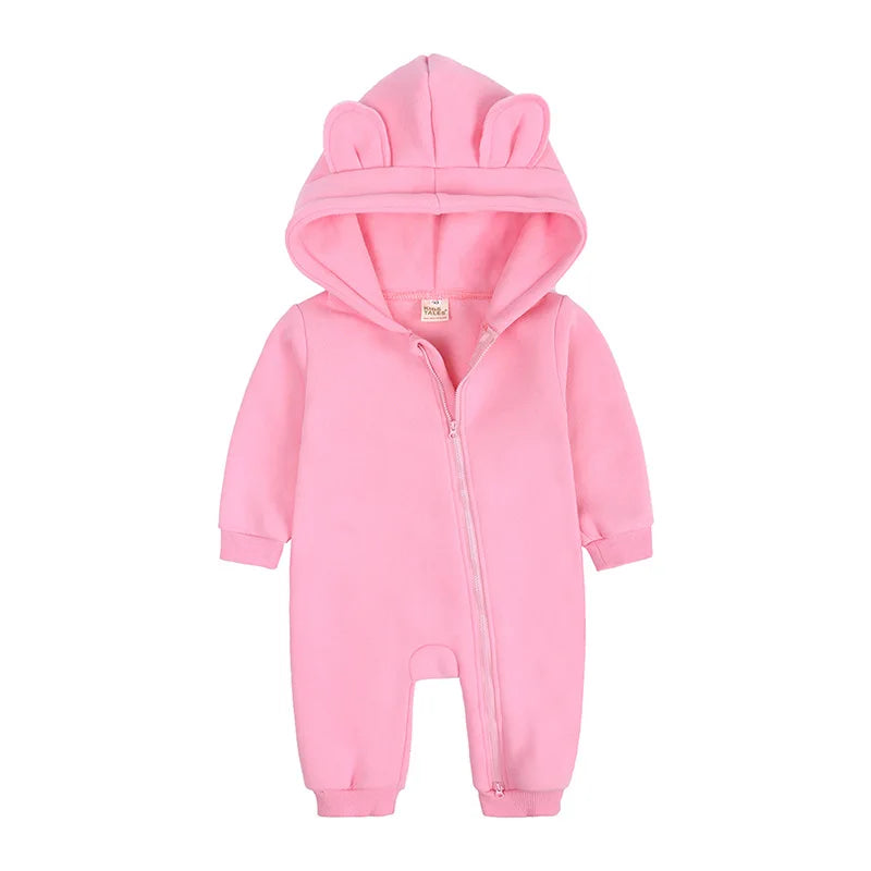 Baby Jumpsuits Rompers Winter Hooded Outfit Hoodies One-pieces Growings Zipper Jumpers Boys Girls Newborn 59-90cm Ropa De Bebe