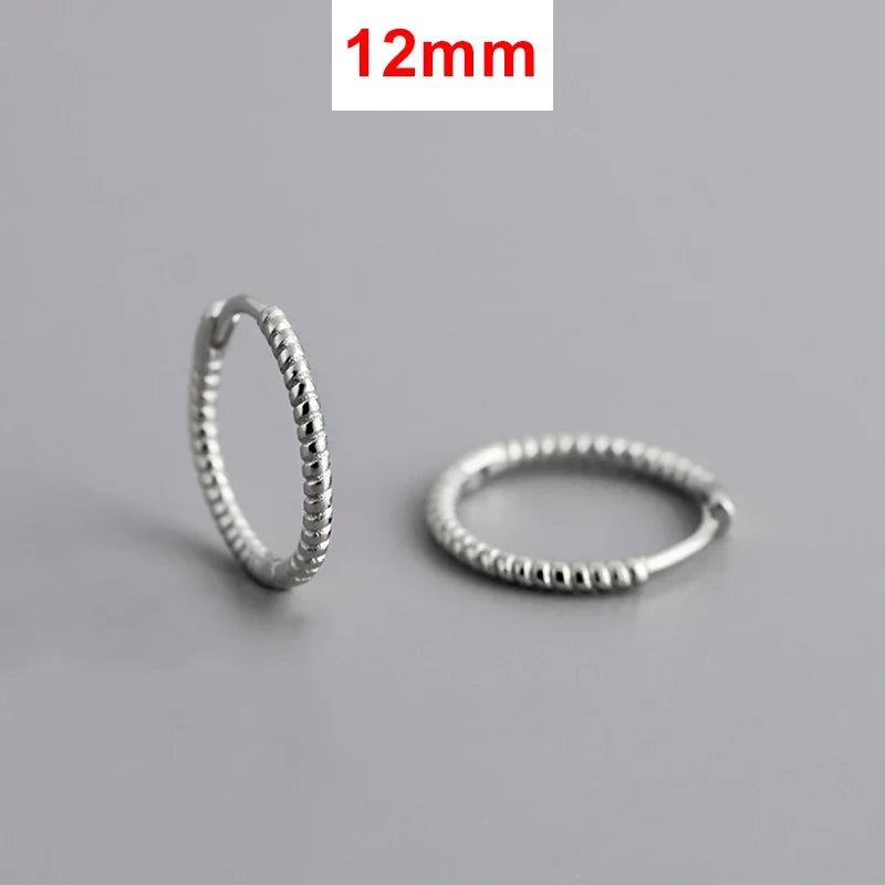 Real 925 Sterling Silver Twisted Rope Shape Hoop Earrings for Women Minimalist Fine Jewelry Light Luxury Accessories