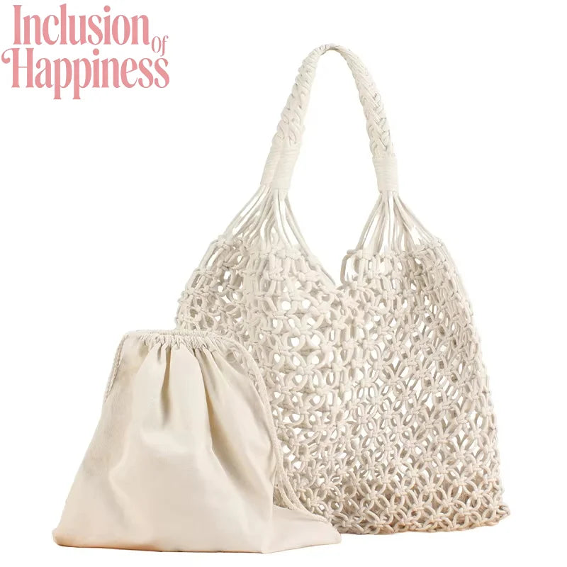 Fashion Crochet Bags for Women Summer Beach Tote Bag Raffia Aesthetic Totes Straw Handbag Bohemian Boho Woven Knit Shoulder Bag