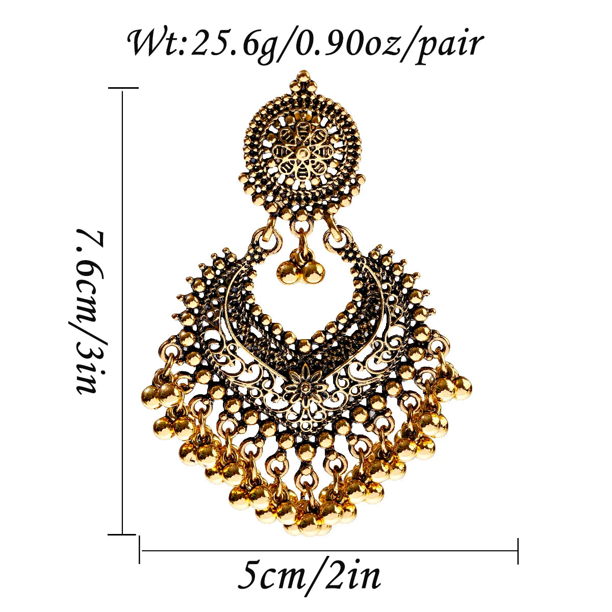 Indian Jewelry Set for Women Bijoux Retro Gold Plated Round Beads Tassel Earring Necklace Sets Ethnic Vintage Wedding Jewelry