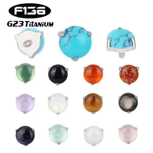 10Pcs G23 Titanium Piercing 3.5mm Natural Stone Ball Ear Nail Lip Stud Tongue Studs Accessories Body Piercing Jewelry Wholesale