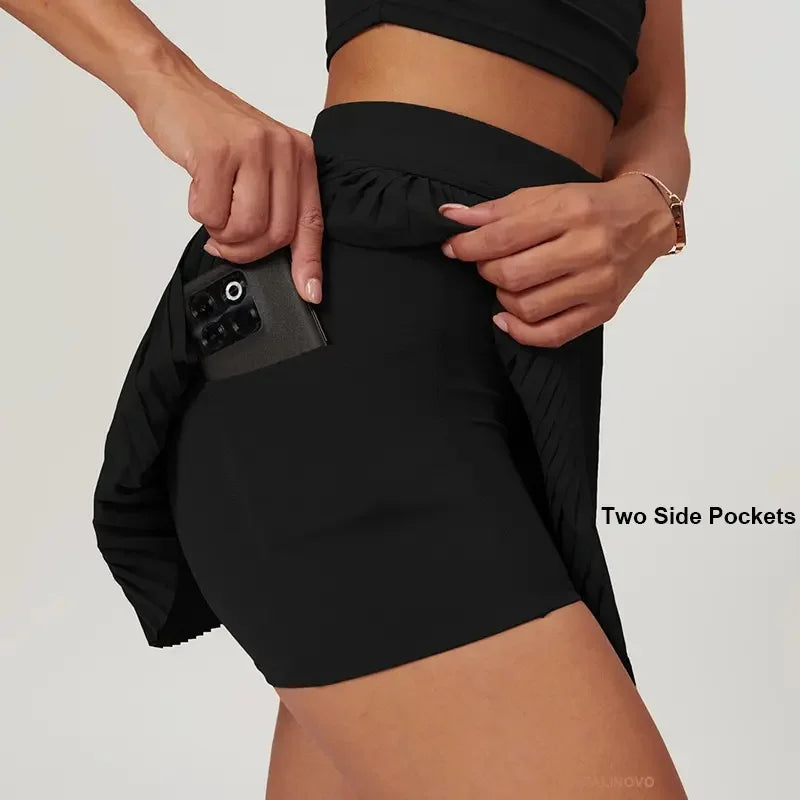 Women's 2 Piece Yoga Skirt Set Hip Hugging Slimming Outdoor Fitness Tennis Skirt Sun Protection Sports Outfit