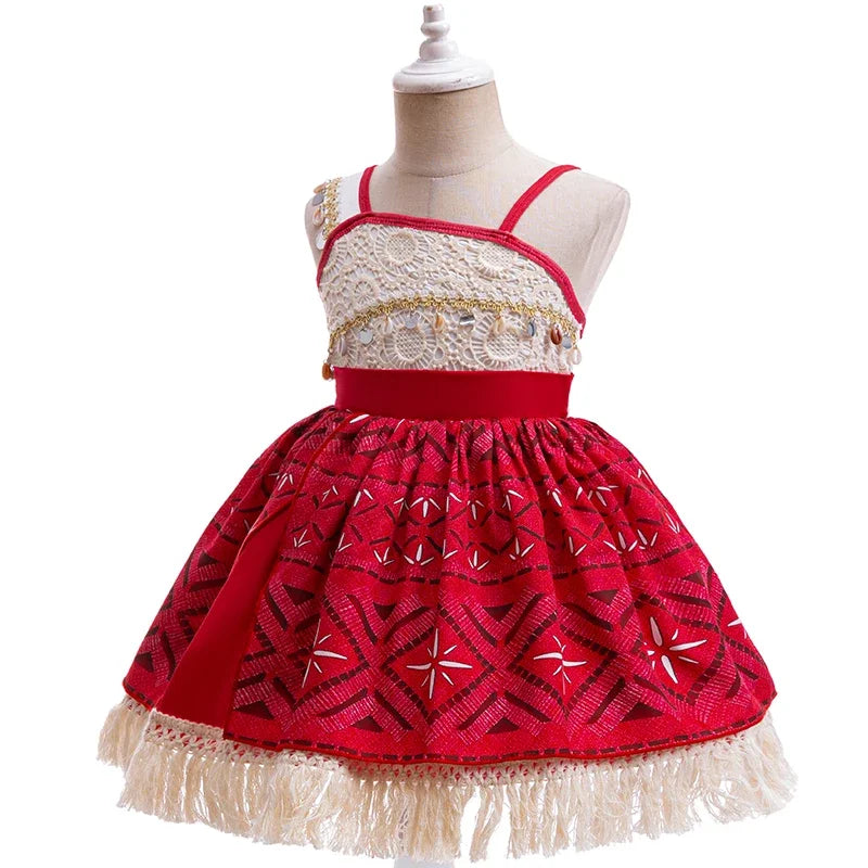 Children Cosplay Dresses Girls Moana Princess Dress for Kid Halloween Maui Vaiana Costume Children Birthday Party Clothes Set