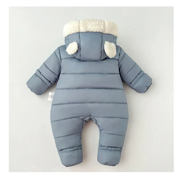 Newborn Baby Winter Hooded Romper Double Zippers Cotton-padded Warm Thicken Rompers Toddler Playsuit Infant One-piece Clothing