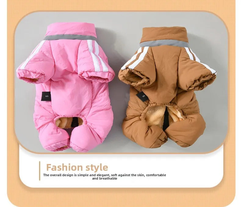 Dog Thick Warm Cotton Clothing Pet Outdoor Winter Small Medium Dog Padding Down Parkas Overalls Warm Puppy High Neck Jacket