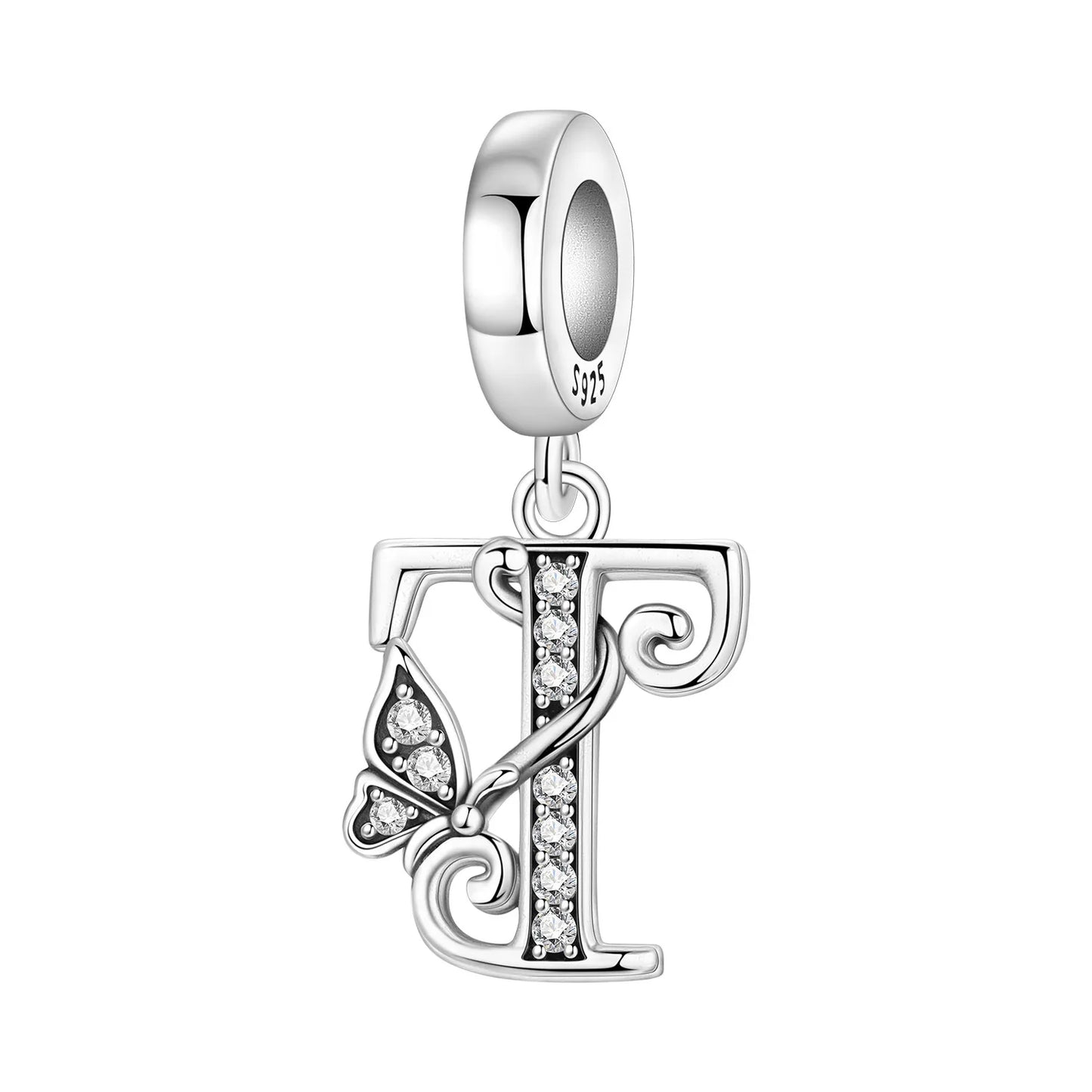 2026 New 925 Sterling Silver Zircon Scroll Grass Pattern 26 Letter Bead Charms for Women Fit DIY Bracelet Necklace Jewelry Gift