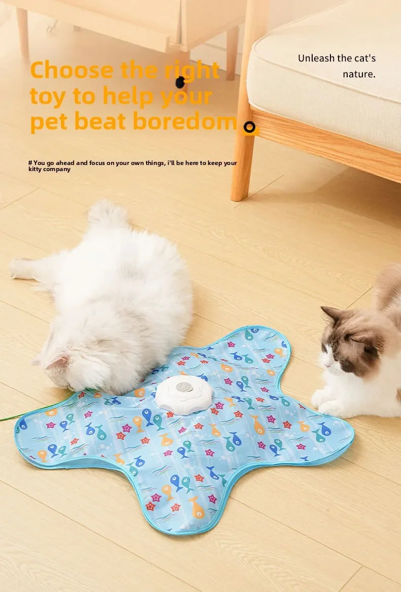 Cat and Dog Toy Interactive Hide and Seek Cat Toy with Mouse Squeak Motion Activated Mobile Hidden Feather Kitten Teasing Toy