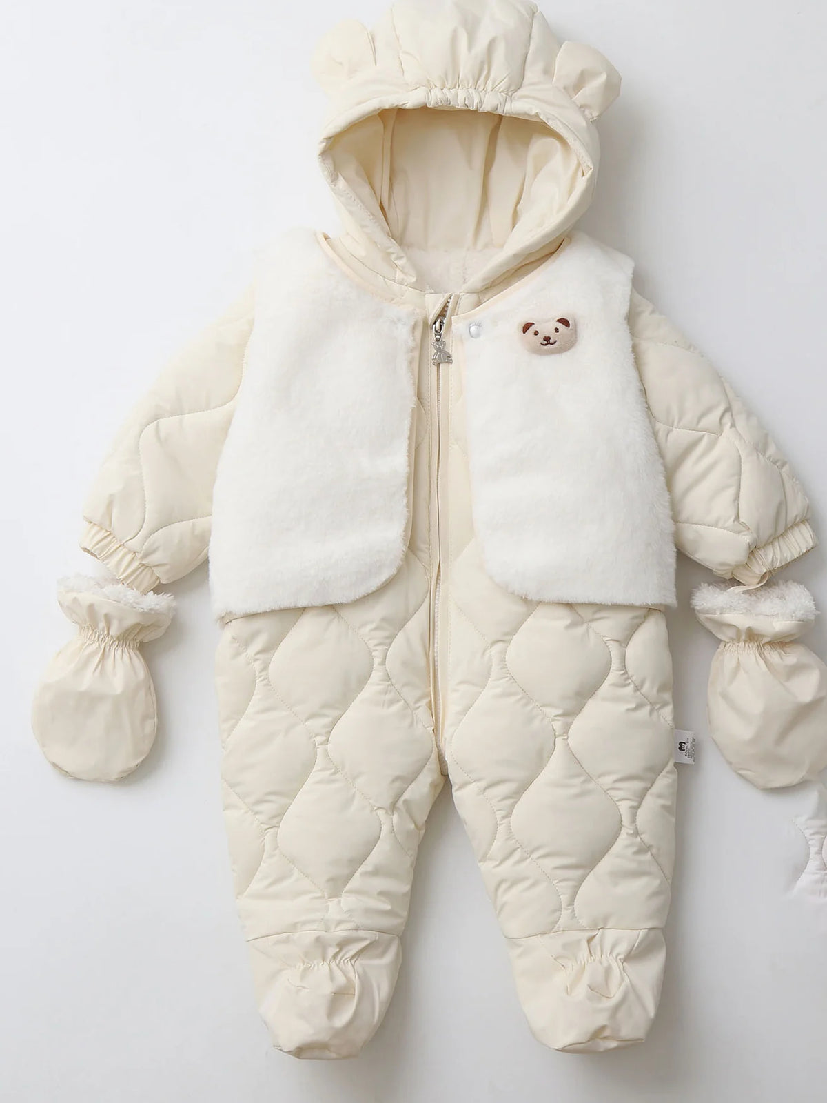 Winter 0-2Y Baby Clothes Thicken Fleece Boys Rompers Toddler Boys Jumpsuits Warm Fur Lining Footies And Vest 2 Pcs Snowsuit