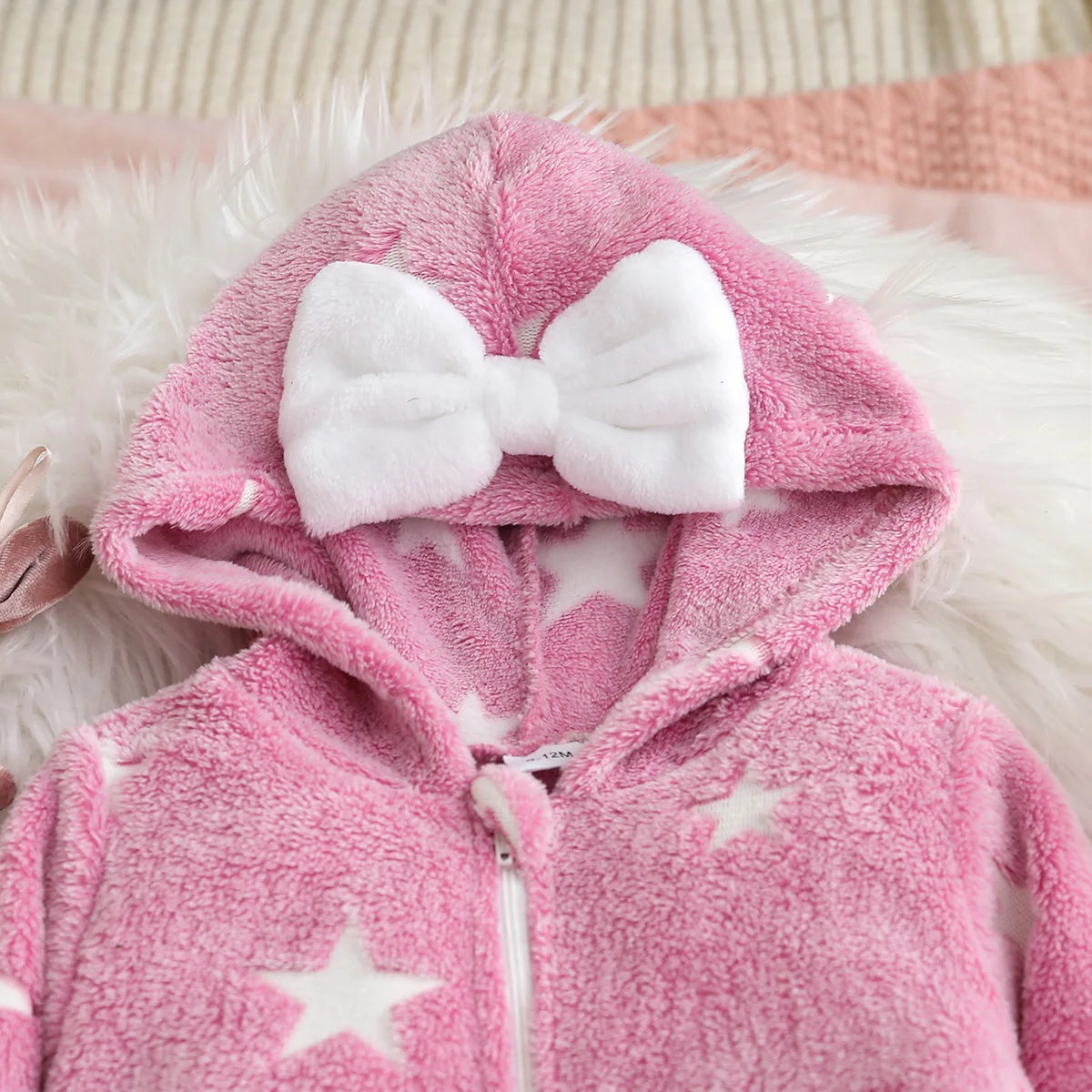 Girls Winter Casual Zipper Hooded Plush Onesie Baby Romper Suit Comfortable Soft Fabric Baby Clothes for Infants