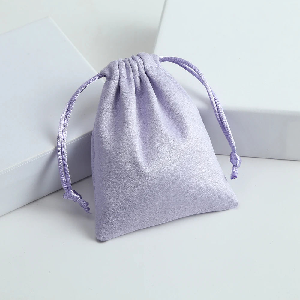 50pcs 7x9cm Light Blue Flannel Drawstring Packing Jewelry Packaging Display Luxury Velvet Suede Pouches Wedding Favors Gift Bags