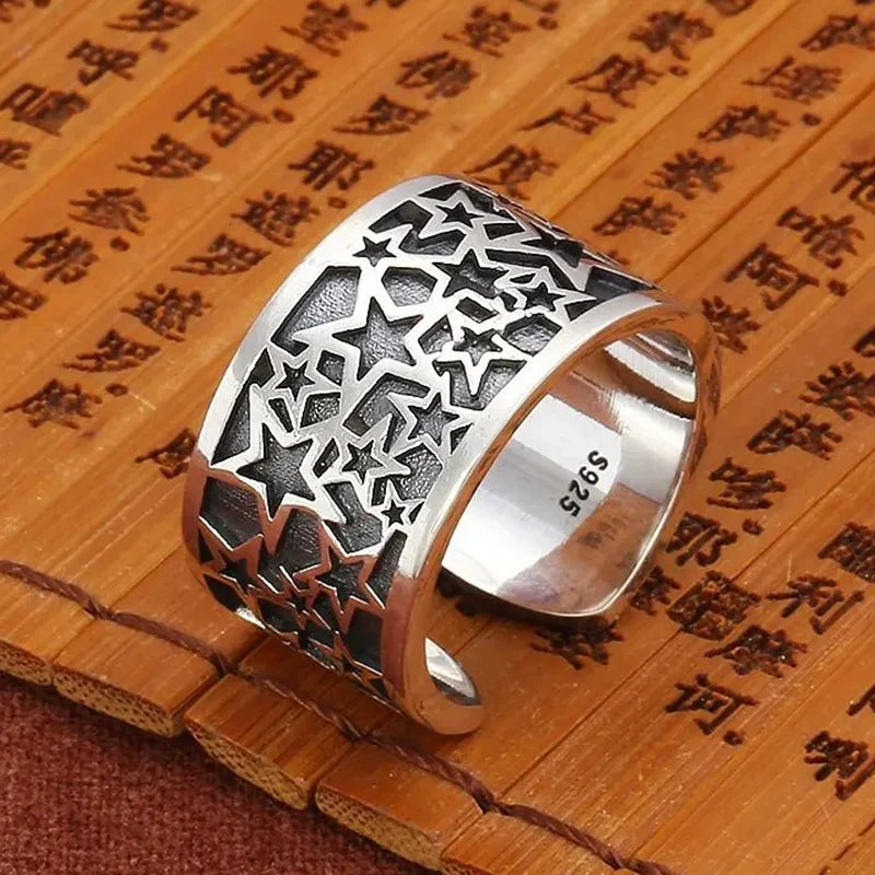 VENTFILLE 925 Sterling Silver Geometric Line Cross Wrap Open Ring For Women Gift Irregular Punk Adjustable Jewelry Dropshipping