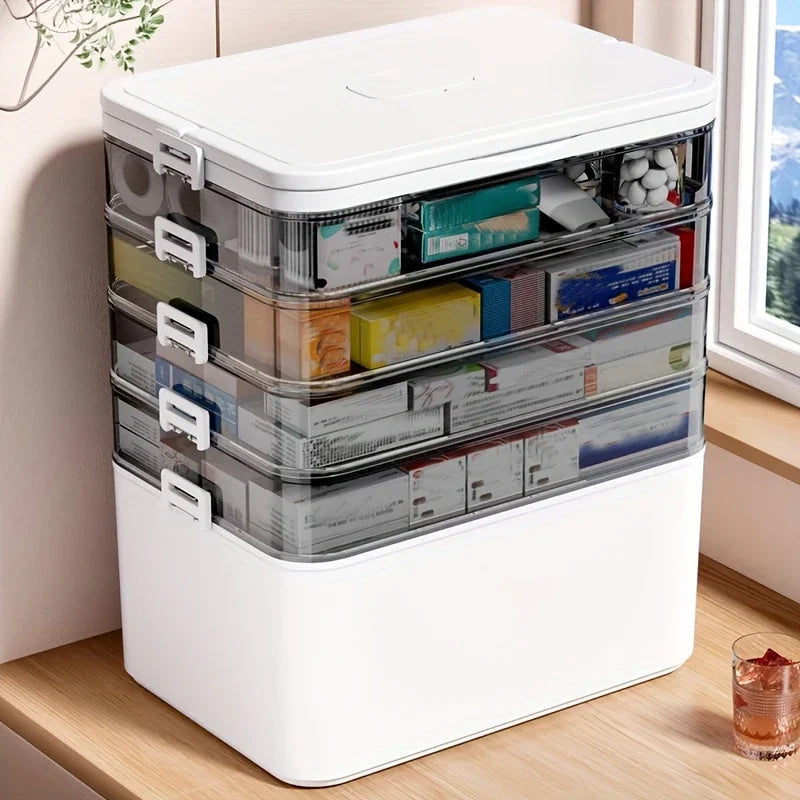 Large Capacity Multi-Layer Medicine Organizer and Usage Guide - Durable Waterproof Pill Box with Pill Storage Compartment
