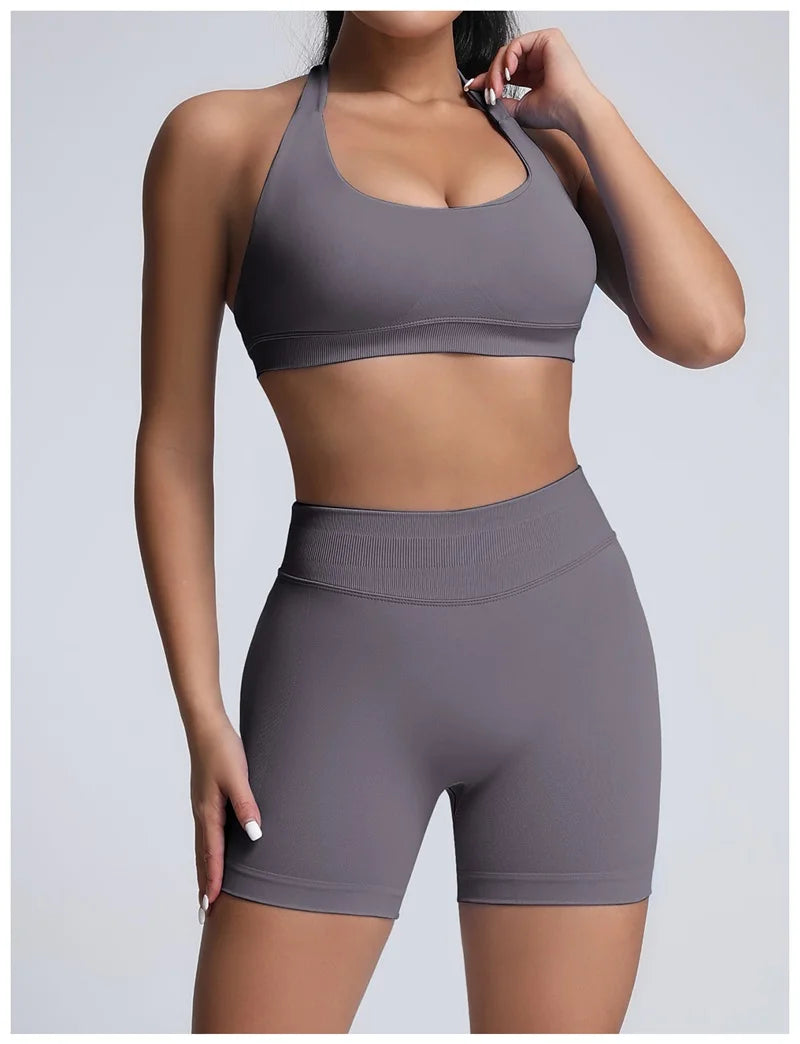 HISTELLO Sports Shorts 4.5‘’ High Waist Women Yoga Workout Shorts Seamless Leggings Stretch Fitness Sweatpants Gym Short
