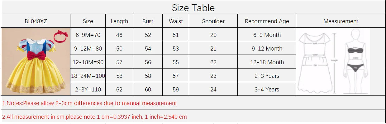 Snow White Princess Gown Girls Cosplay Party Dress Baby Girl Yellow 2pcs Summer Dresses Kids 1st Birthday Gifts Formal Costume