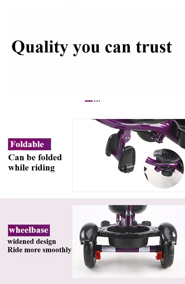 2 in 1 Toddler Tricycle for Kids Trike with Push Handle Adjustable Seat Storage Baskets Balance Bike Birthday Gift for Boy Girl