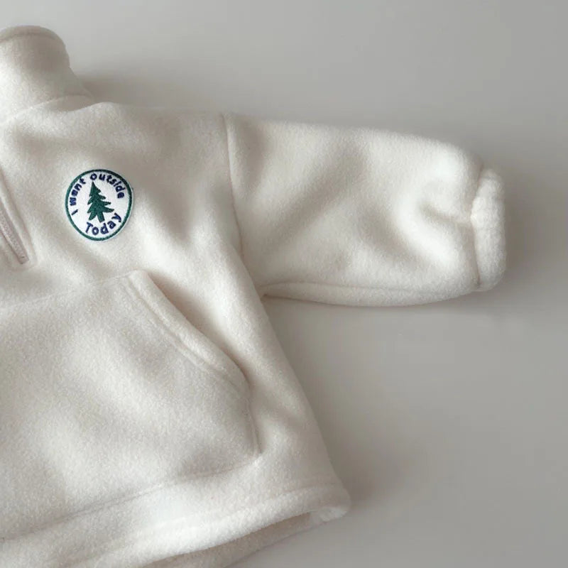 2025 Autumn Baby Boys Clothing Sets Children Thicken Plush Clothes Girls Solid Cotton High Collar Tops+ Pant 2 Pieces Suits