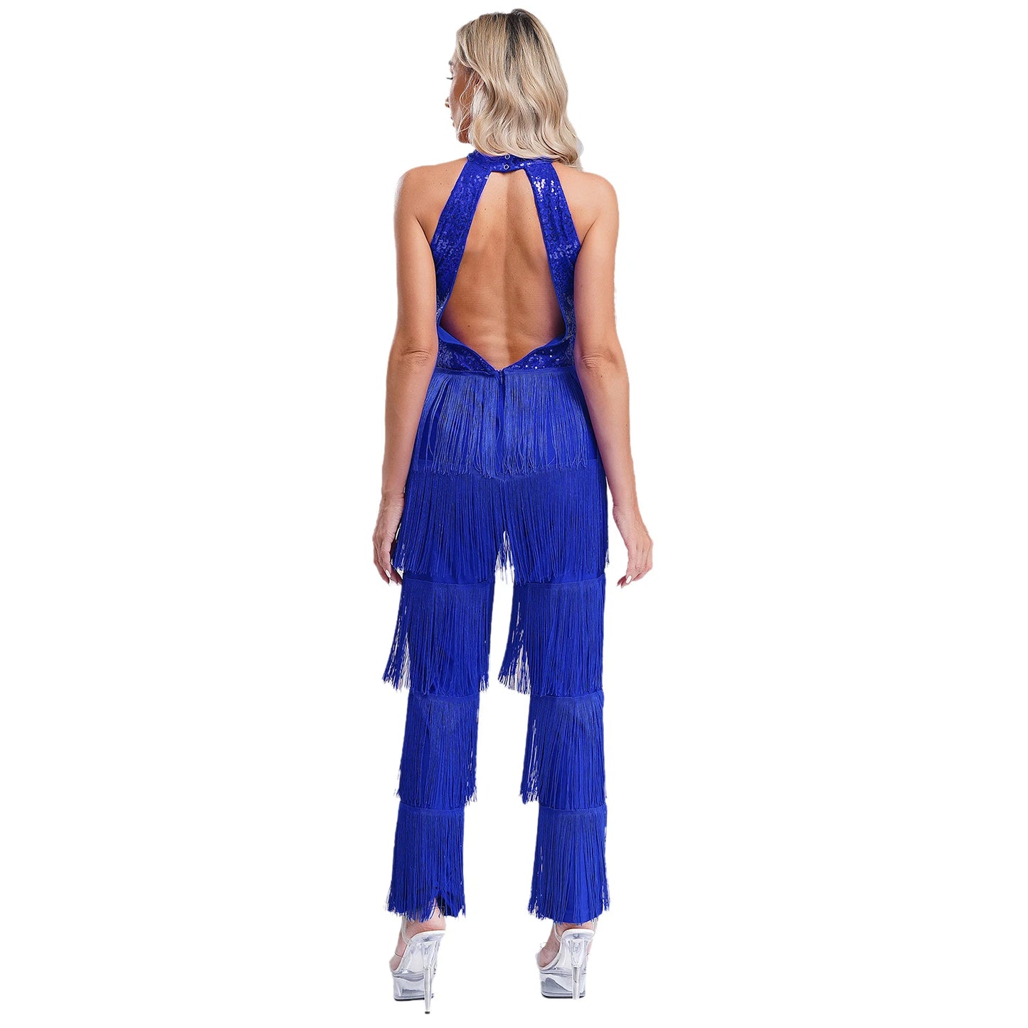 Halloween Hippie Costume womne Vintage 70s Disco Stage Performance Dancing Jumpsuit Singer Sequins Tassel Tango Cha-cha Costumes